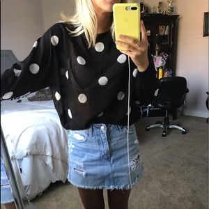 Zara black and white polka dot shirt
